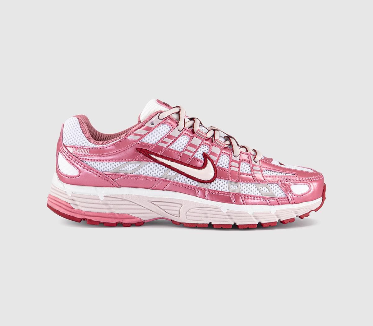 Nike P-6000 Trainers Pink Summit White Silt Red Peony Team Crimson UK Size 5