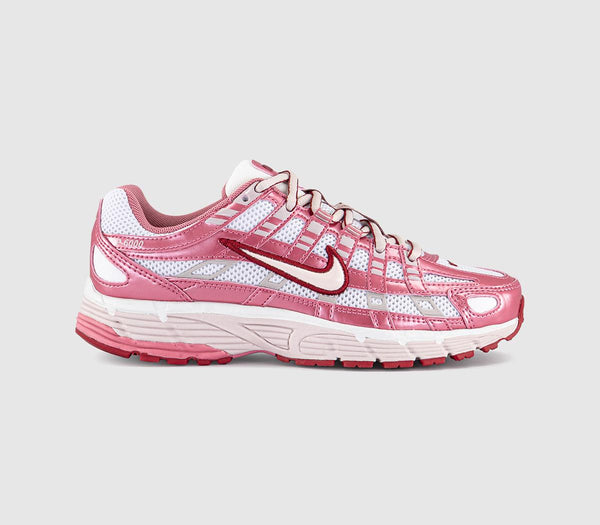 Nike P-6000 Trainers Pink Summit White Silt Red Peony Team Crimson UK Size 5