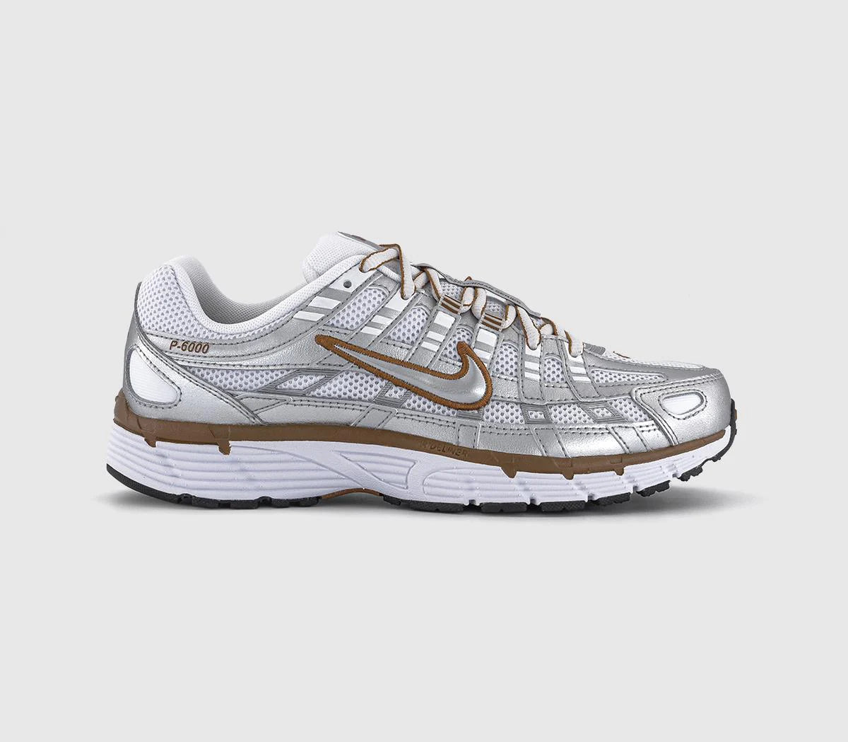 Nike P-6000 Trainers White Metallic Silver Light British Tan UK Size 6