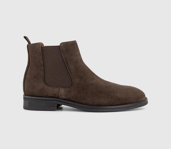 Mens OFFICE Barlow Chelsea Boots Chocolate Brown Suede UK Size 7