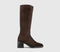 Womens OFFICE Karamel Knee High Block Heel Boots Brown Suede UK Size 6