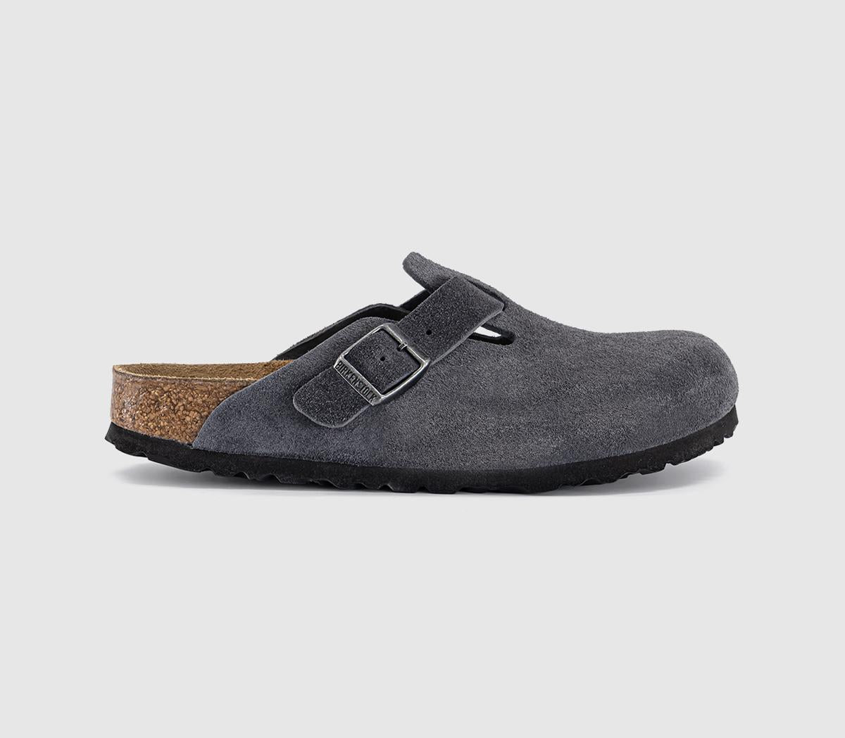 Womens BIRKENSTOCK Boston Clogs Charcoal Suede UK Size 5.5 EU39