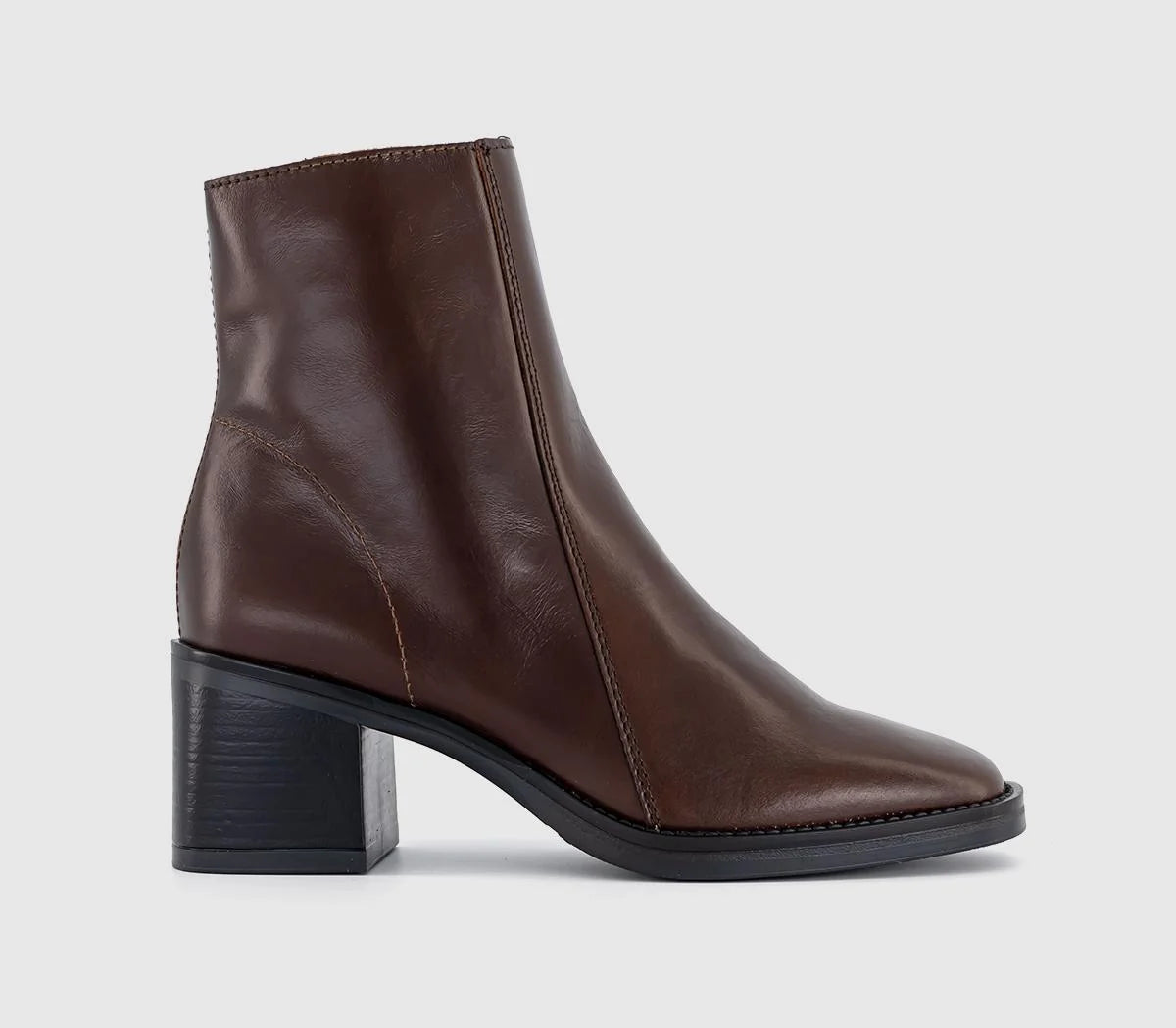 Womens OFFICE Annabella Square Toe Leather Choc Brown Leather UK Size 6