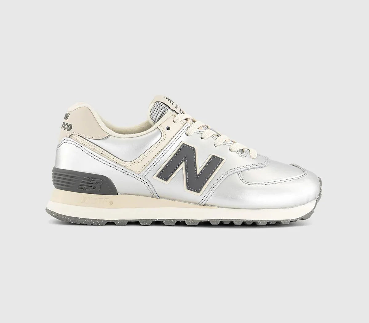 New Balance 574 Trainers Metallic Silver UK Size 5.5