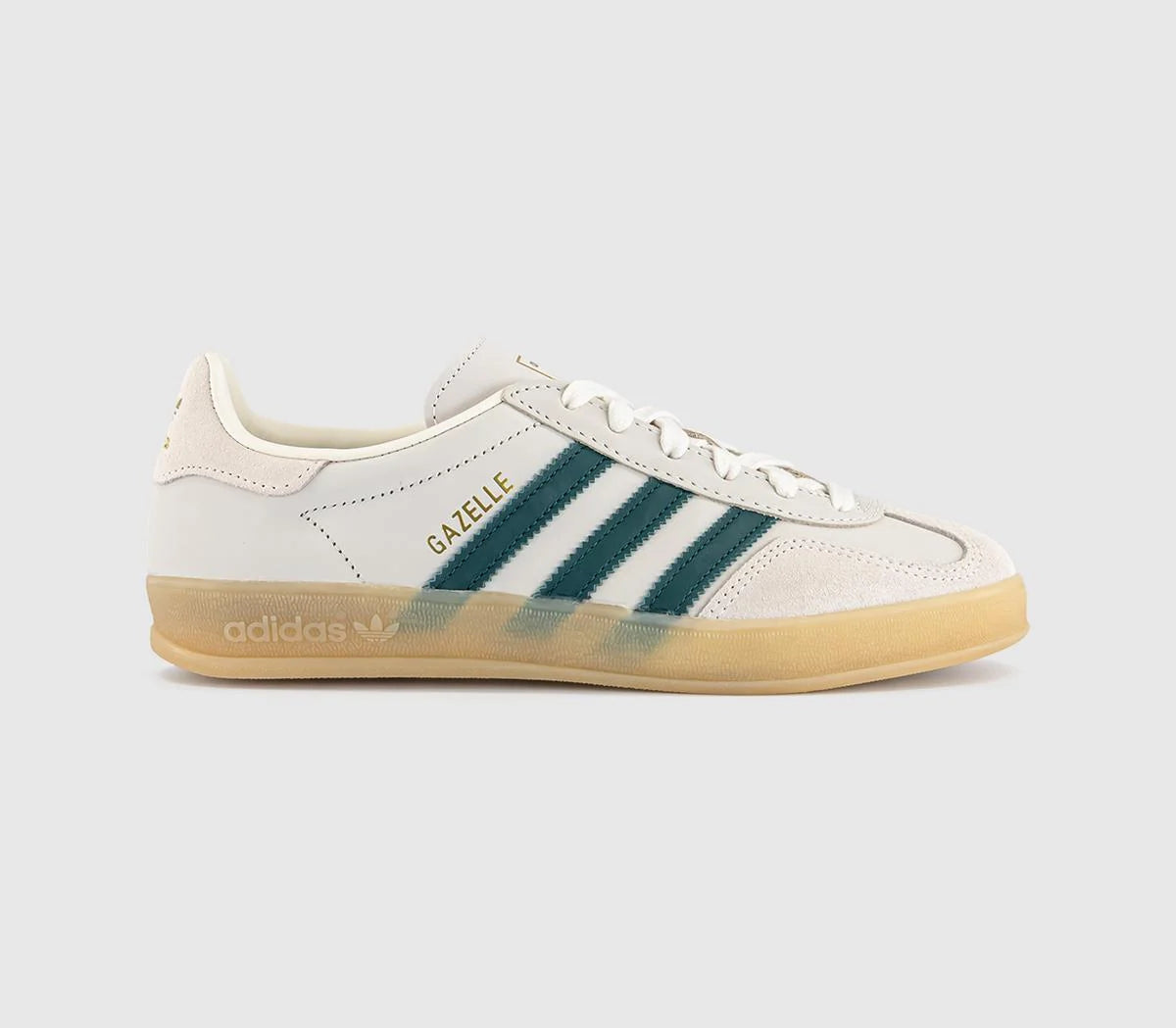 adidas Gazelle Indoor Trainers Cream White White Collegiate Green Gum UK Size 6