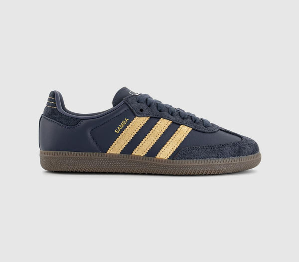 adidas Samba OG Trainers Shadow Navy Golden Beige UK Size 5.5