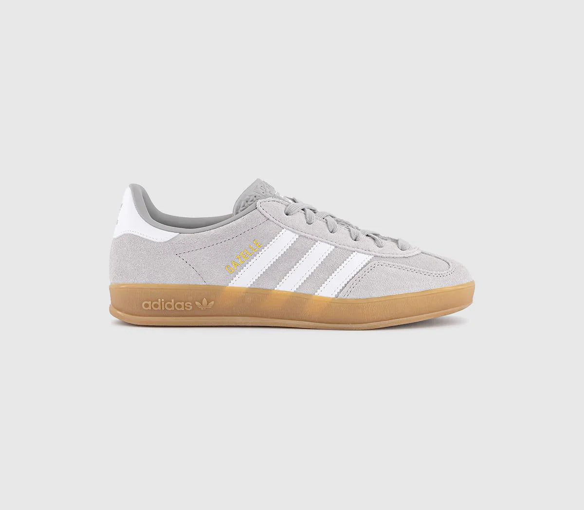 adidas Gazelle Indoor Trainers Grey Two White Gold Metallic UK Size 6