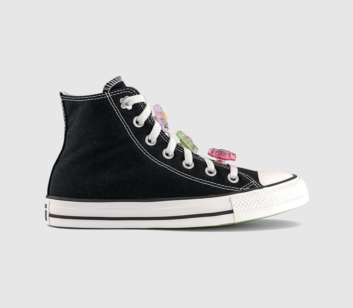 Converse All Star Hi Trainers Black Egret Cherry Balm UK Size 5