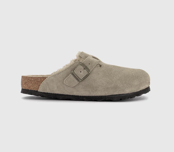 Womens BIRKENSTOCK Boston Shearling Clogs Taupe UK Size 5.5 EU39