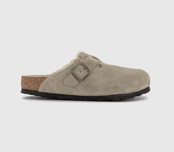 Womens BIRKENSTOCK Boston Shearling Clogs Taupe UK Size 5.5 EU39