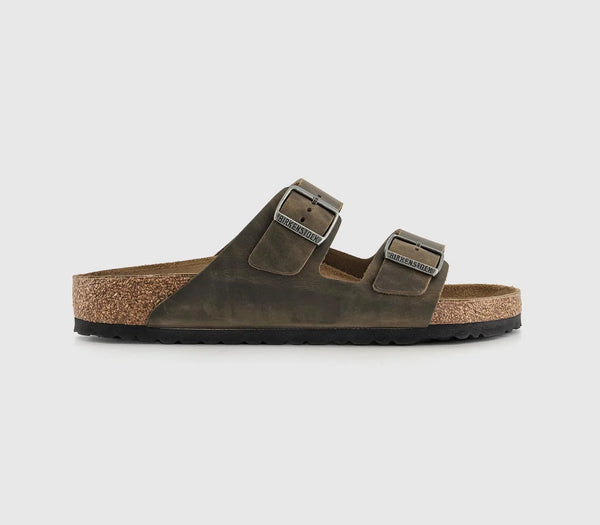Mens BIRKENSTOCK Arizona Two Strap Sandals Faded Khaki Oiled Leather UK Size 9.5 EU44