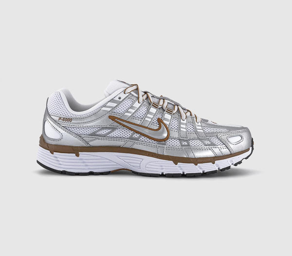 Nike P-6000 Trainers White Metallic Silver Light British Tan UK Size 5