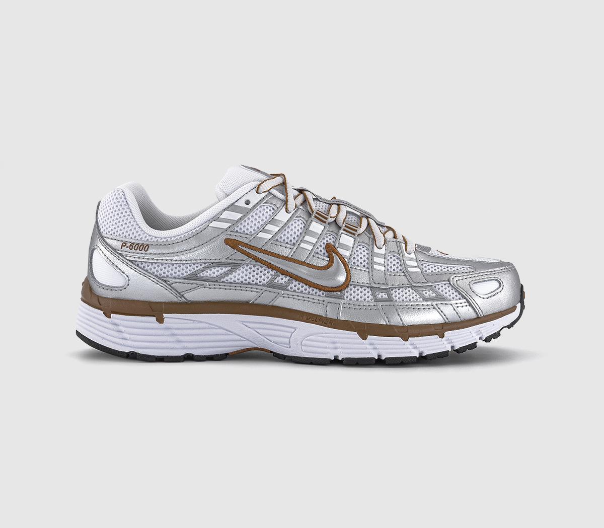 Nike P-6000 Trainers White Metallic Silver Light British Tan UK Size 8.5