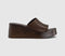 Womens OFFICE Malibu Platform Wedge Mules Brown Leather