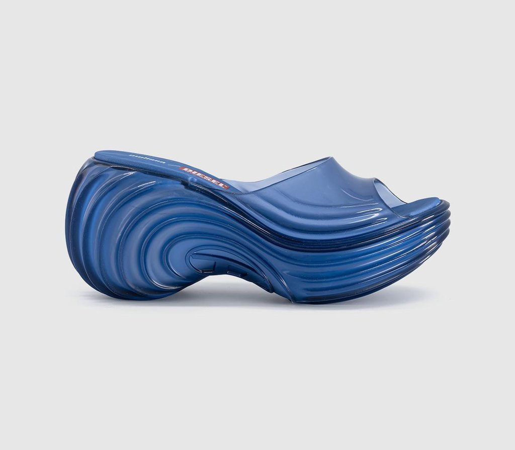 Womens Melissa X Diesel Quantum Platform Sandals Blue Transparent