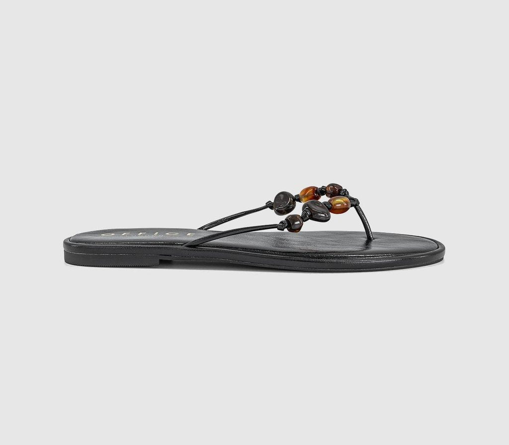 Womens OFFICE Soleil Beaded Toe Post Sandals Black