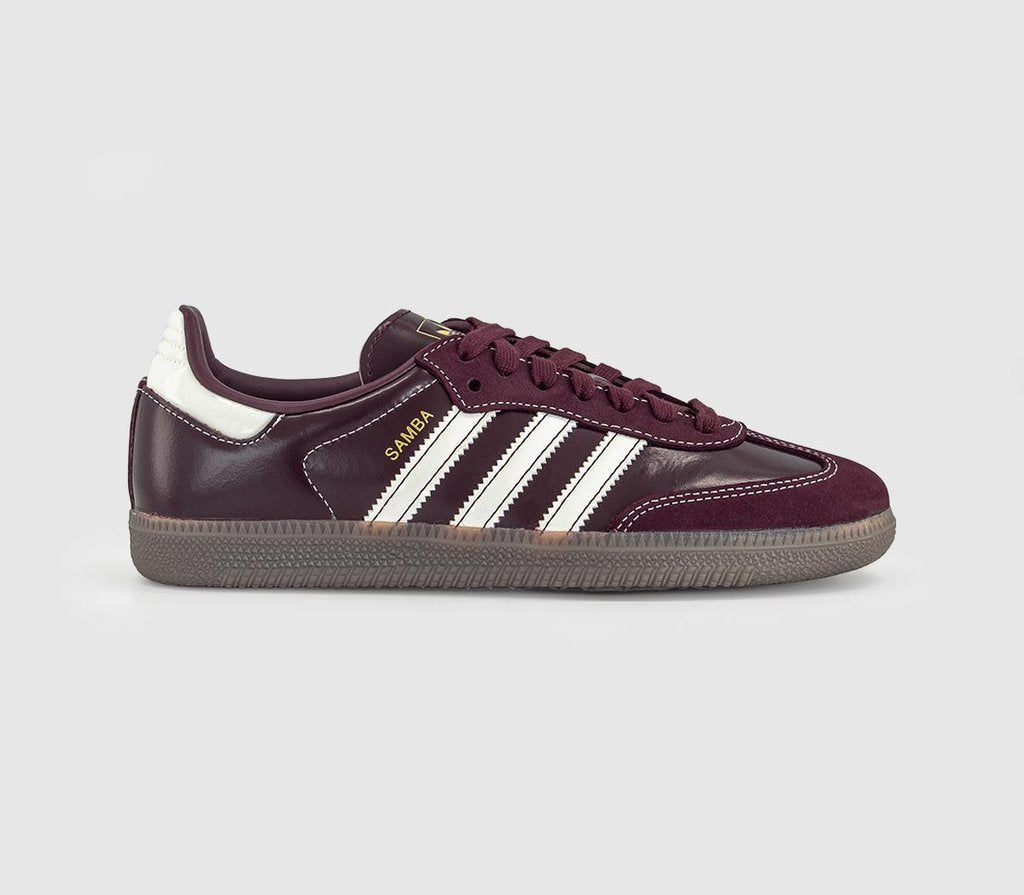 adidas Samba Og Trainers Maroon Off White Gold Metallic