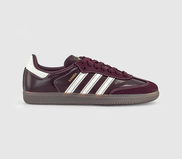 adidas Samba Og Trainers Maroon Off White Gold Metallic
