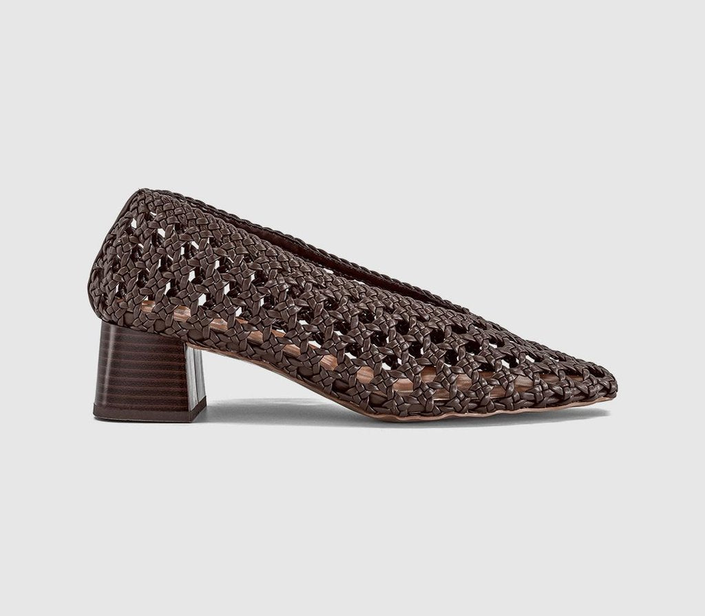 Womens OFFICE Matisse - Basket Weave Stack Heel Court Brown