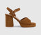 Womens OFFICE Harlow Platform Block Heel Sandals Tan Faux Suede