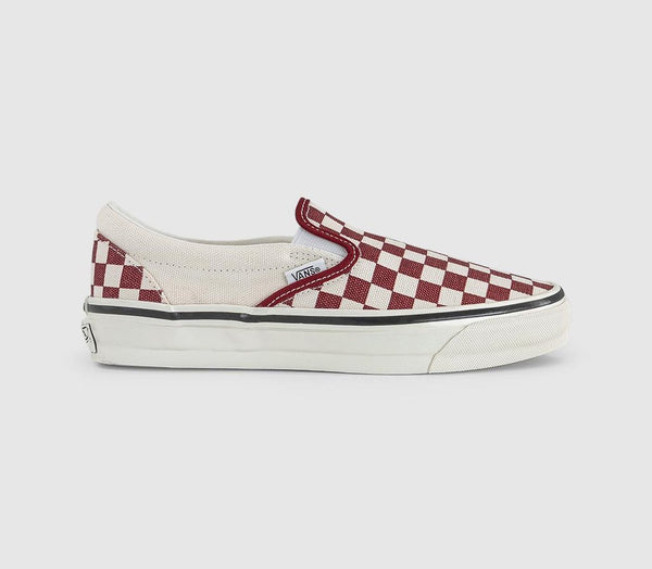Vans Lx Classic Slip On 98 Trainers Checkerboard Poppy Ember Red