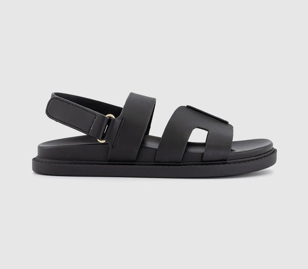 Womens OFFICE Sl Shelby  Slingback Cut Out Footbed Sandal Black