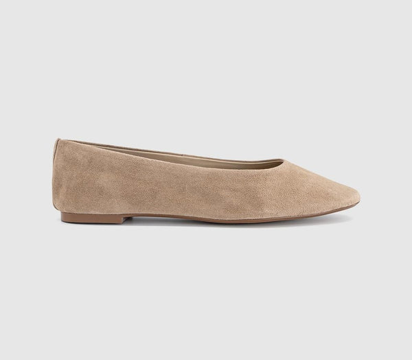 Womens OFFICE Sl Fairytale  Leather Ballerina Taupe Suede