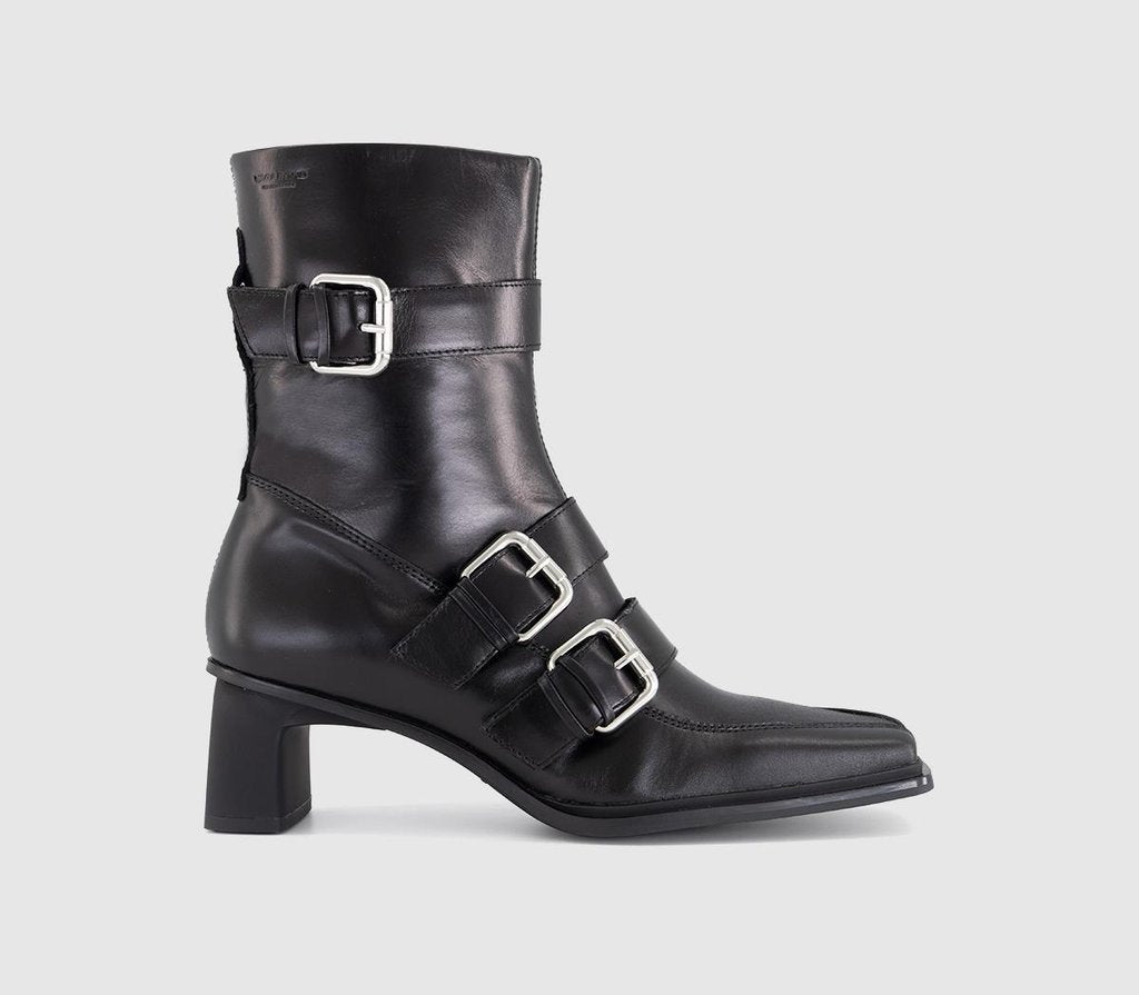 Womens Vagabond Shoemakers Elvina Buckle Boots Black Leather