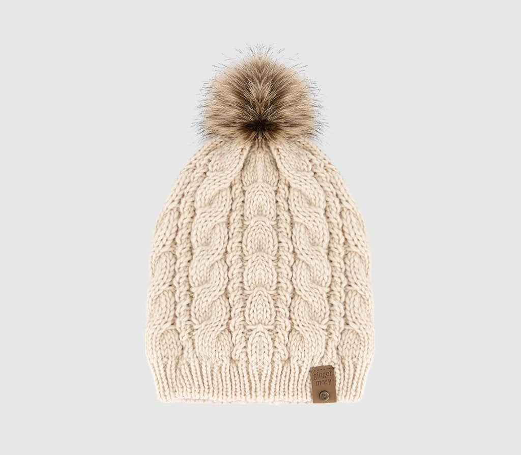 Accessories OFFICE Knitted Pom Pom Beanie Beige