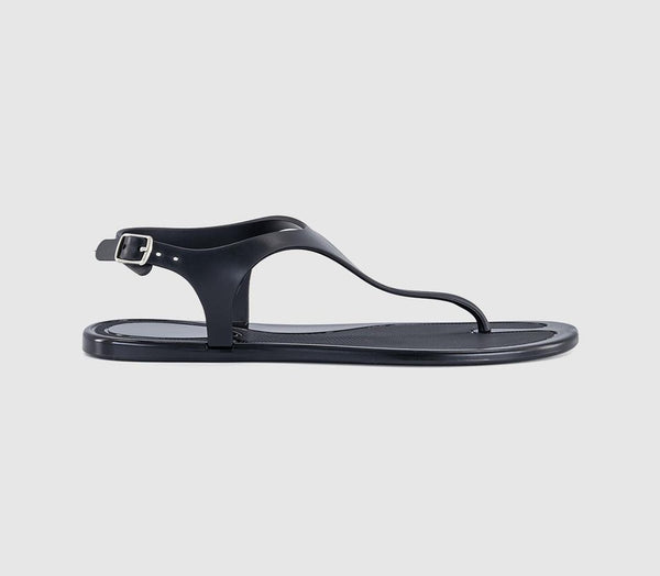 Womens OFFICE Shake Toe Post Jelly Sandals Black