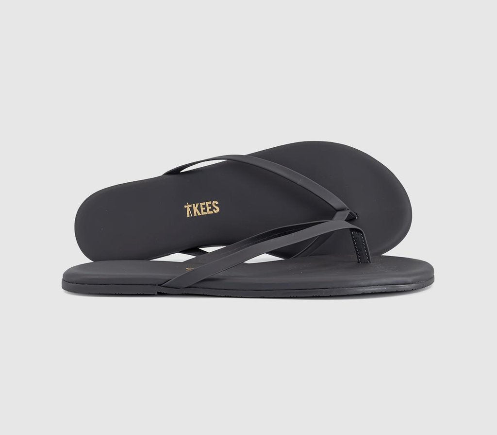 Womens TKEES Solids Flip Flops Washed Black