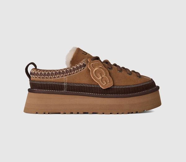 Womens UGG Heritage Lace Up Slippers Chestnut