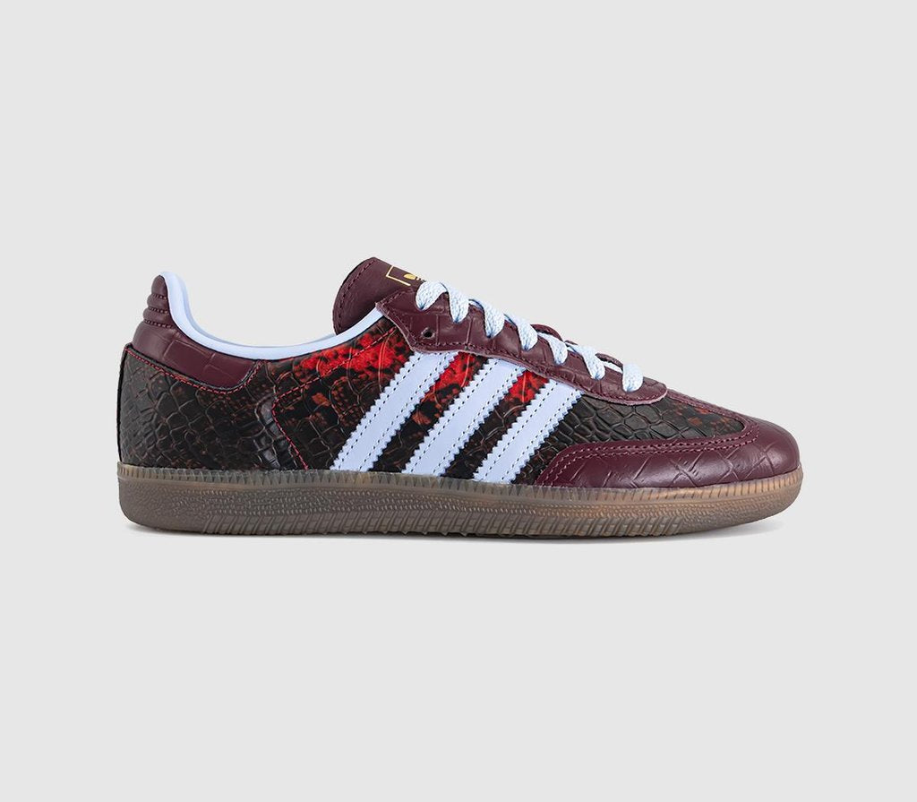 adidas Samba OG Trainers Snake Maroon Blue Dawn Gold Metallic