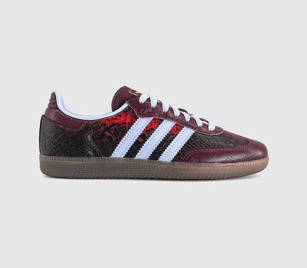 adidas Samba OG Trainers Snake Maroon Blue Dawn Gold Metallic