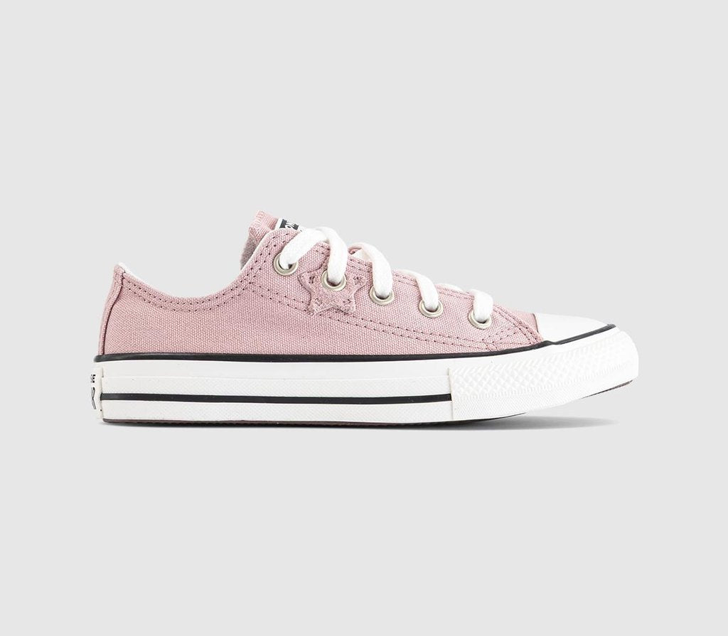 Kids Converse All Star Low Youth Trainers Petal Pit White Black