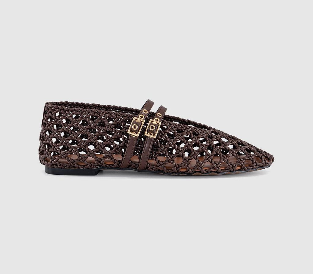 Womens OFFICE Flirt Woven Mary Janes Brown