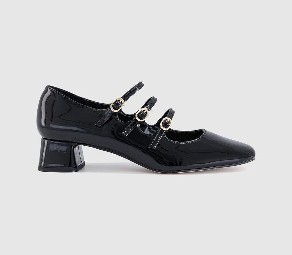 Womens OFFICE Marcie Triple Strap Heeled Mary Janes Black