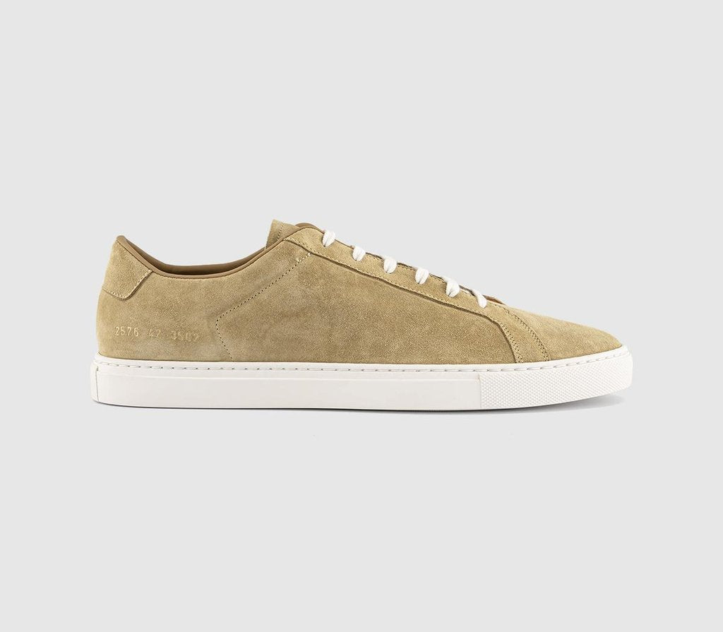 Common Projects Achilles Slim Premium Trainers Beige Suede