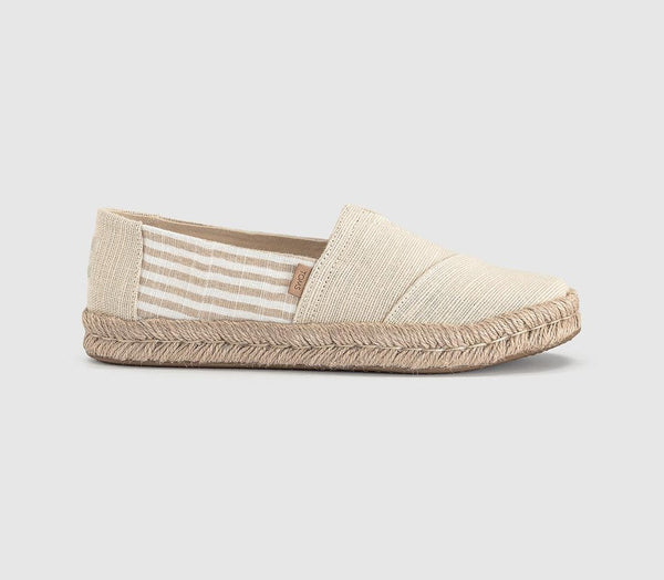 Womens TOMS Alpargata Rope 2.0 Slip Ons Beige Heritage Canvas Woven Stripe