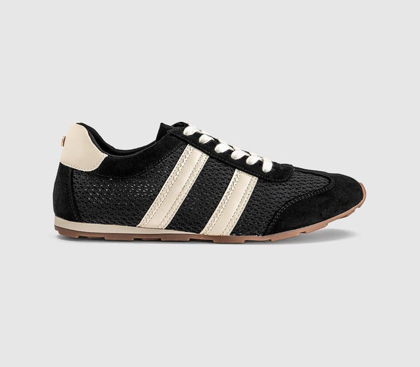 OFFICE Tropical Mesh Slim Sole Lace Up Trainers Black