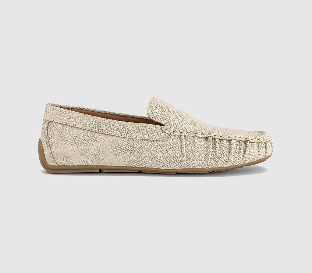 Womens Vagabond Shoemakers Mika Driver Loafers Cream Embossed
