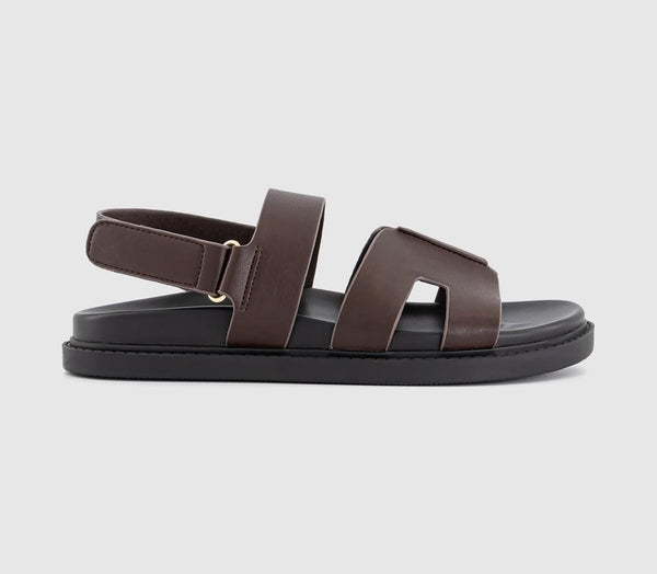Womens OFFICE Sl Shelby Slingback Cut Out Footbed Sandal Brown
