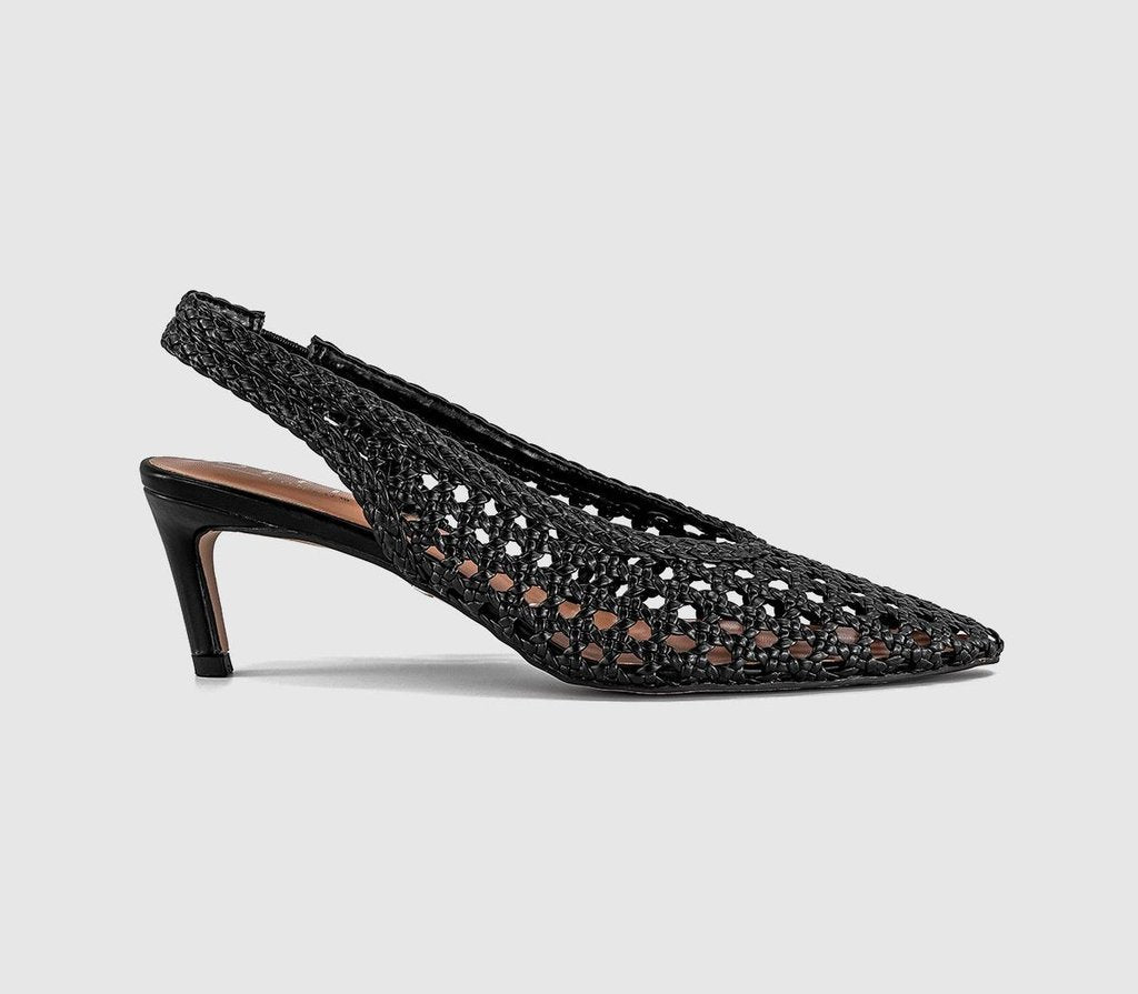 Womens OFFICE Marais Basket Weave Slingback Court Heels Black