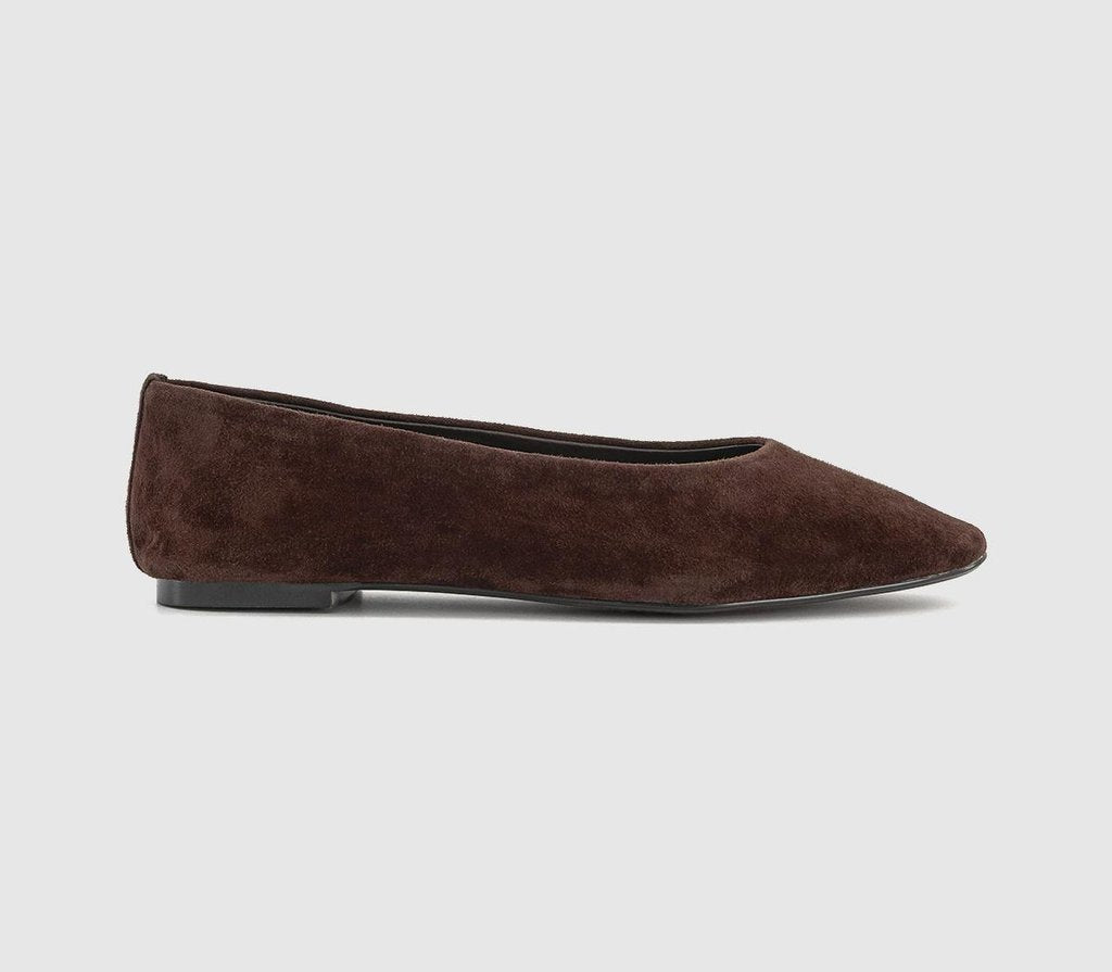 Womens OFFICE Sl Fairytale  Leather Ballerina Brown Suede