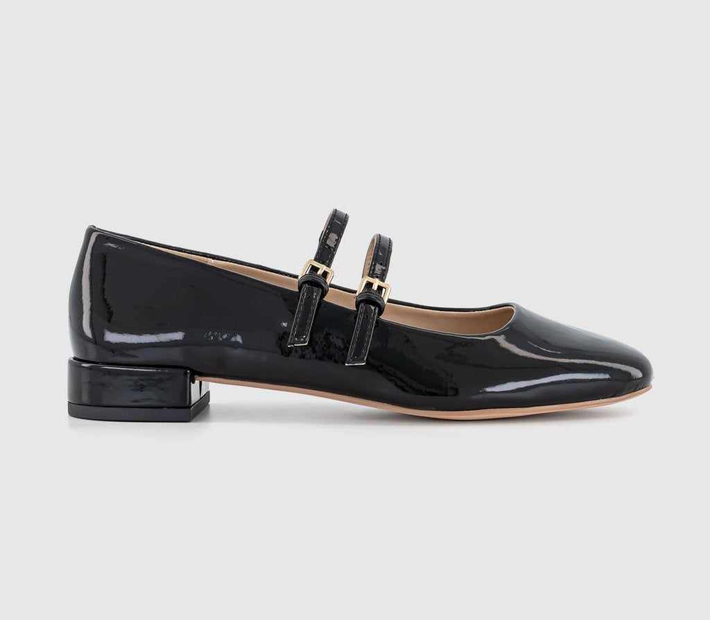Womens OFFICE Sl Frances  Two Strap Mary Jane New Black Patent
