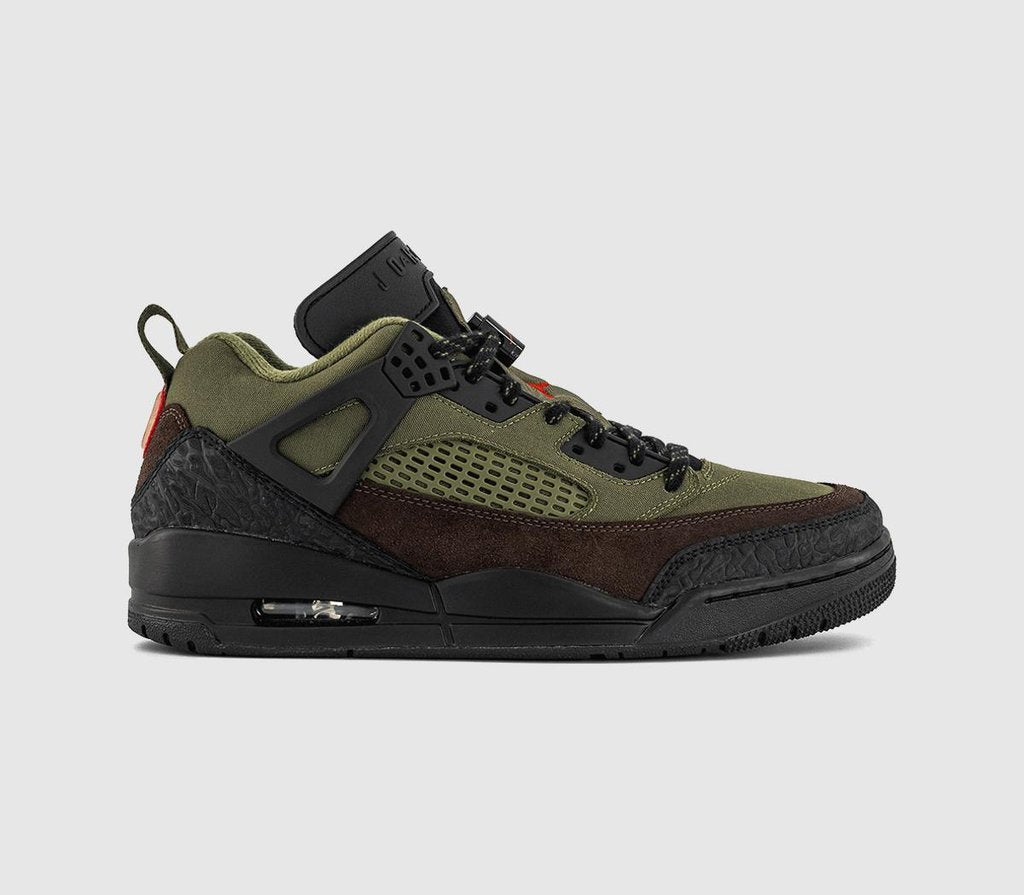 Jordan Spizike Low V2 Trainers Medium Olive University Red Black Baroque Brown