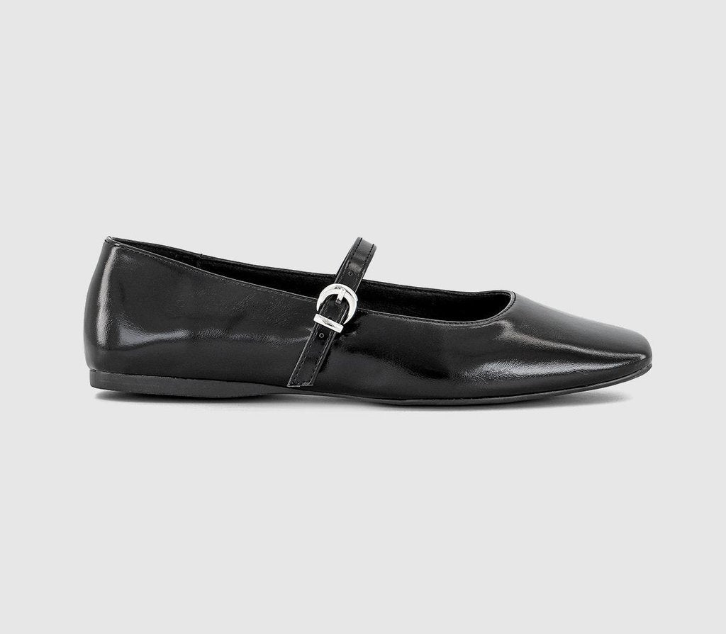 Womens OFFICE Sl Flourish  Square Toe Mary Jane Ballerina Black
