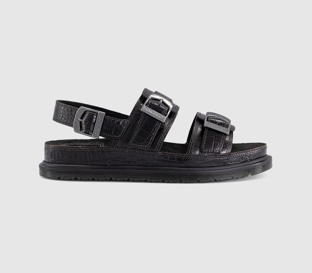 Mens Dr. Martens San Two Strap Men's Sandals Dark Brown Analine Croc