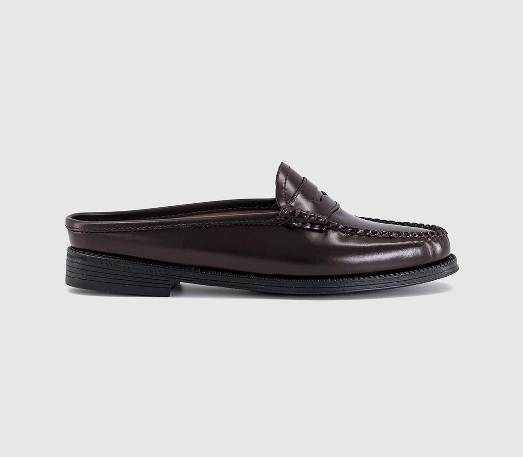 Womens G.H Bass & Co Weejun Penny Sliders Chocolate Leather