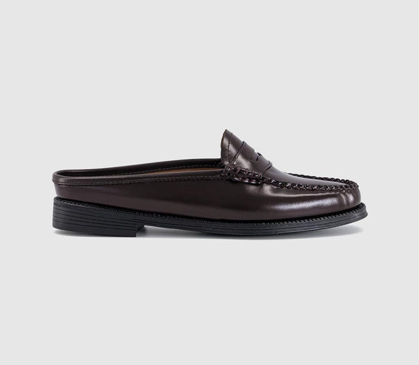 Womens G.H Bass & Co Weejun Penny Sliders Chocolate Leather